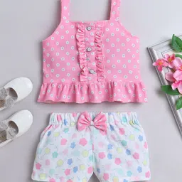 The Magic Wand Girls Printed Sleeveless Top With Shorts-picture-31