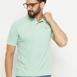 RENUOVO Men Solid Polo Collar Cotton Slim Fit T-shirt-image-96