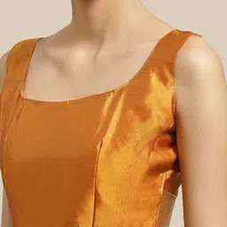 Saree mall Red & Mustard Yellow Checked Banarasi Saree image 5