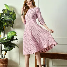 VAALI Abstract Printed Round Neck Anarkali Ethnic Dress image 5