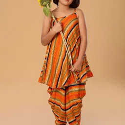 The Mini Trunk Girls Striped Shoulder Straps A-Line Kurta With Dhoti Pants image 4