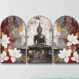 Myntra Elegant Homes Multicoloured Set of 3 Piece MDF Religious Wall Paintings-picture-25