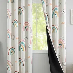 BFAM White & Blue Abstract Thermal Insulated 2 Pieces Long Door Black Out Eyelet Curtains-picture-35