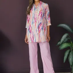 Bindigasm Printed Shirt Collar Tunic With Palazzos-picture-28