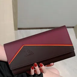 YESSBENZA Women Colourblocked Cut Work Two Fold Wallet with Passport Holder image 4