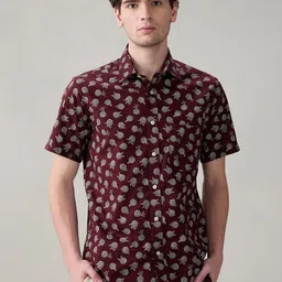 ColorPlus Men Comfort Fit Floral Printed Spread Collar Cotton Casual Shirt-image-72