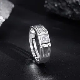 GIVA Men 925 Silver Rhodium-Plated Zircon Studded Charm Away Ring For Him-picture-42