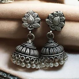 SilverAura 925 Contemporary Jhumkas Earrings image 1
