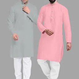 VS MALL Pink Cotton Blend Kurta Sets-picture-13