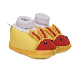 NESKA MODA Kids-Unisex Yellow Cotton Booties image 2