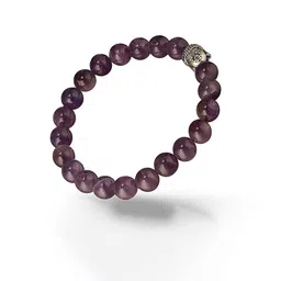 SARAF TRENDZ Rhodium-Plated Amethyst Beaded Elasticated Bracelet image 3