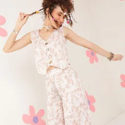 fuchsia PRETTY LOVING THING Printed V-Neck Pure Cotton Co-Ords image 3