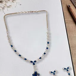 Gemron Jewel Rhodium-Plated American Diamond & Cubic Zirconia-Studded Jewellery Set-picture-15