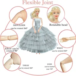 babro Full Foldable Doll with Black Frock, 10 Doll Dresses, 4 Pair Doll Socks & 1 Bag image 3