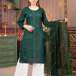 BAESD Girls Printed Round Neck Full Sleeve Kurti-image-43