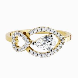 Sparkles 14K Gold Diamond Studded Pear Shaped Ring 1.29 g-picture-41