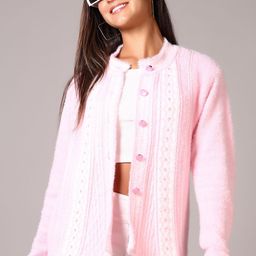 V-Mart Women Self Design Round Neck Long Sleeves Cardigan-picture-12