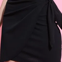 tokyo talkies Women Solid Wrap Around Black Skirt image 5