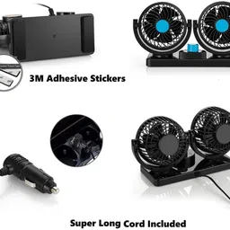 genipap Car Fan 12V 360 Head 2 Speed Quiet Strong for All Auto Vehicles-AS1923 Car Interior Fan image 3
