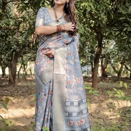 ALMAARI FASHION Ethnic Motifs Zari Pure Silk Kanjeevaram Saree image 5