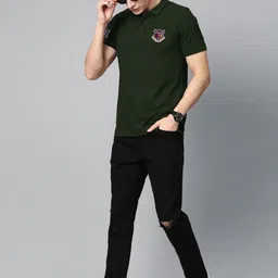 ADORATE Men Polo Collar Applique T-shirt-picture-10
