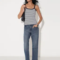 SF JEANS by Pantaloons Women Striped Sleeveless Tank Top image 4