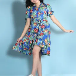cutiekins CutiekinsGirls Floral Print Puff Sleeve Fit & Flare Dress-picture-38