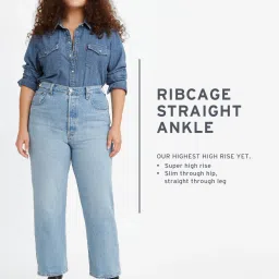 levi's Women's Blue Ribcage Straight Ankle Fit High Rise Jeans image 2