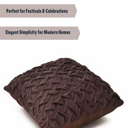 Myntra Elegant Homes Coffee Brown Set of 5 Velvet Square Cushion Covers image 2