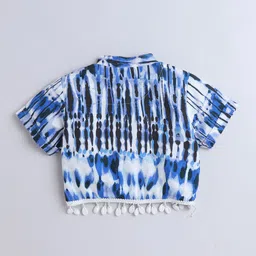 taffykids Girls Tie-Dyed Lace Detail Mandarin Collar Shirt With Trousers image 2