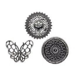 FURE Set Of 3 Rhodium-Plated Adjustable Finger Ring-picture-41