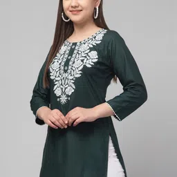 ERUDITE CLUB Ethnic Motifs Embroidered Thread Work Thread Work Kurti image 4
