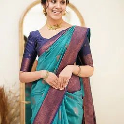 Areca Designer Woven Design Zari Pure Silk Designer Banarasi Saree image 4