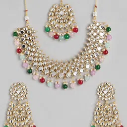 MANSIYAORANGE Super Premium Luxe 22K Gold-Plated Kundan &Beaded Jewellery Set-picture-55