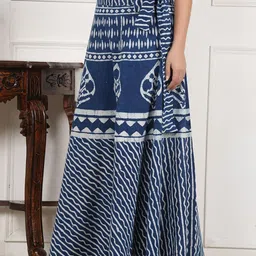 Style Shoes Women Printed High-Rise Cotton Maxi Flared Skirts image 5