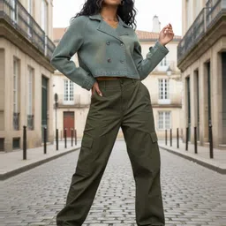 glitchez Notched Lapel Crop Denim Jacket image 4