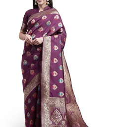 Maroosh Woven Design Zari Saree-image-4