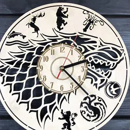 QEZNEF Beige Geometric Traditional Analogue Wooden Wall Clock-image-18