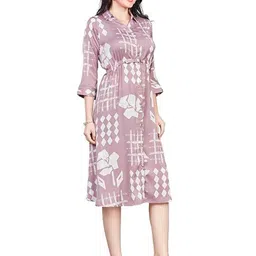 Nioni Women Prined Shirt Dress Comes with a belt-picture-10