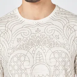 7 Alt by Pantaloons Men Abstract Printed Mandarin Collar Cotton Relaxed Fit T-shirt image 2