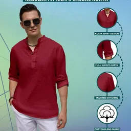 Fifth U Men Maroon Kurta image 5