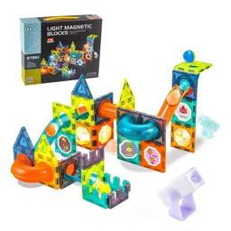 Kidoyz 75 Pieces Light Magnetic Tiles Building Blocks Gun Activity Toys and Games-image-0