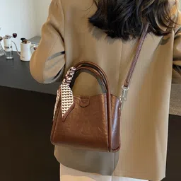 KPOP Women Solid Structured Handheld Bag image 2