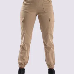 Kraus Jeans Women Cotton Loose Fit Flat-Front High-Rise Cargos Trousers-picture-27