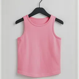 Kidaroo Girl Pink Solid Pure Cotton Innerwear Vest-picture-57