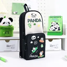 radhey preet Trendy 6-Pocket Large Capacity Canvas Schoolbag Shape Pencil Case, Spacious Stationery Holder with Zipper Closure for Girls,Boys&Students, RP1323 Art Polyester Pencil Box image 4