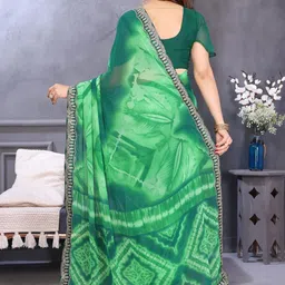 HERE&NOW Tie and Dye Embroidered Pure Georgette Saree image 5