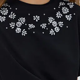 COVER STORY Women Embellished Solid Cotton T-shirt image 5