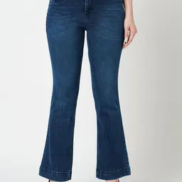 Kraus Jeans Women Flared High-Rise Light Fade Jeans-picture-17