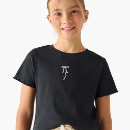 Juniors by Babyshop Girls Self Design Round Neck Cotton T-shirt-picture-14